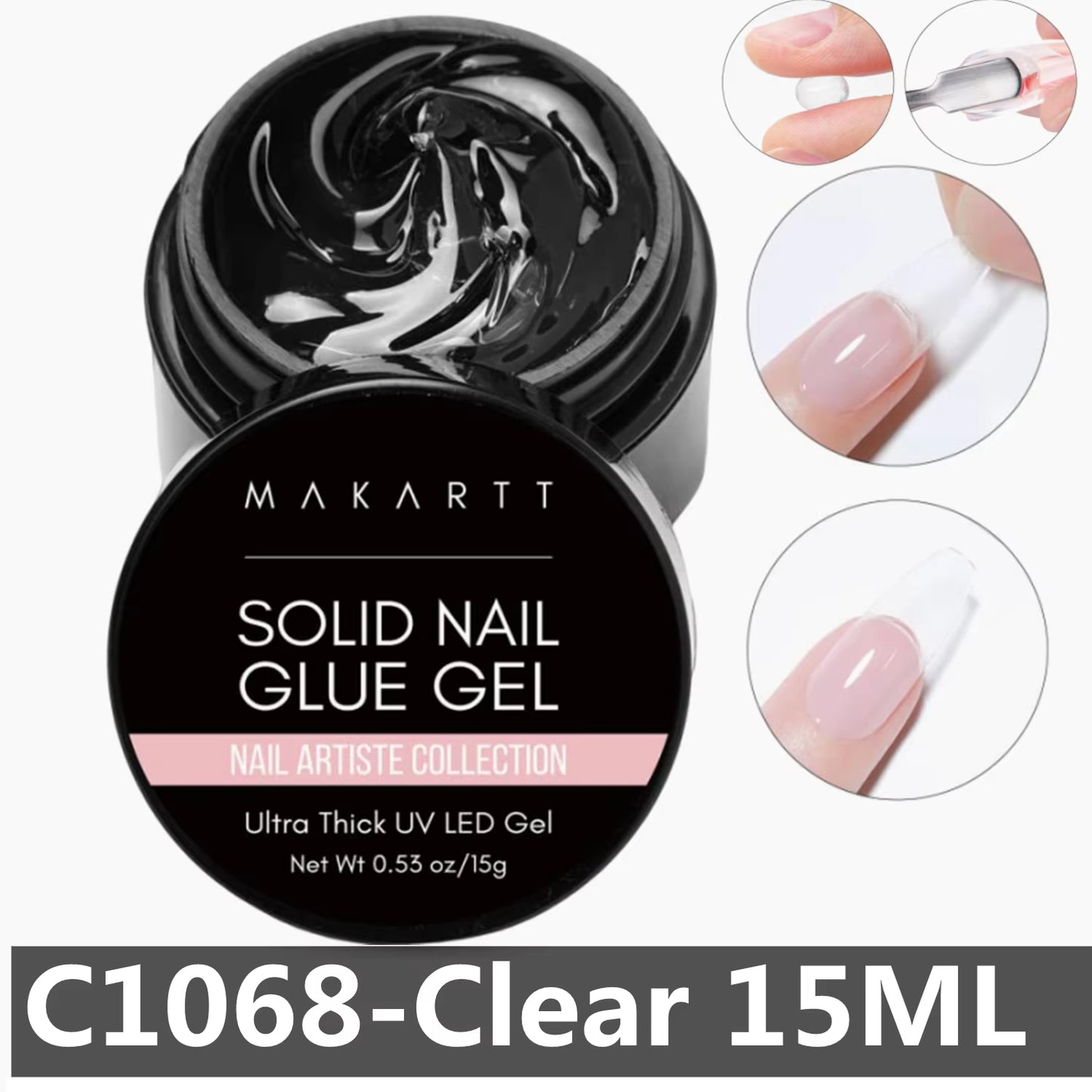 Premium Solid Nail Gel Adhesive for Acrylic Tips - UV Cured for Perfect Press-On & Fake Nails