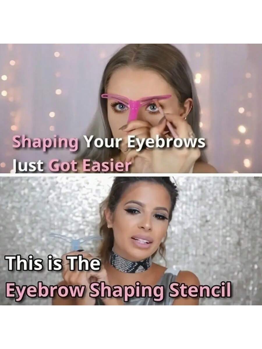 Ultimate Eyebrow Shaping Kit: 1Pc Reusable Stencil Set with 8 Chic Designs and Easy-Handle for Flawless Brows