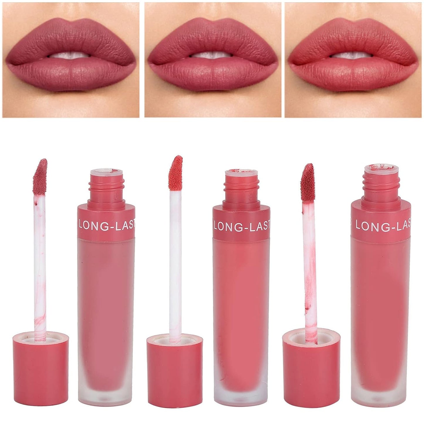 Matte Liquid Lipstick Set - 3 Long-Lasting Waterproof Lip Glosses for Stunning Lips - Perfect Gift for Girls & Women!