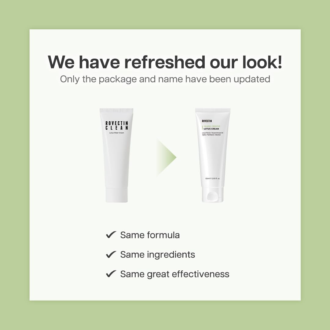 Calming Lotus Water Cream - Lightweight Vegan Moisturizer for Oily & Combination Skin | 75% Lotus Water Extract for Purifying & Anti-Aging Benefits | Korean Skincare (2.1 Fl.Oz, 60Ml)