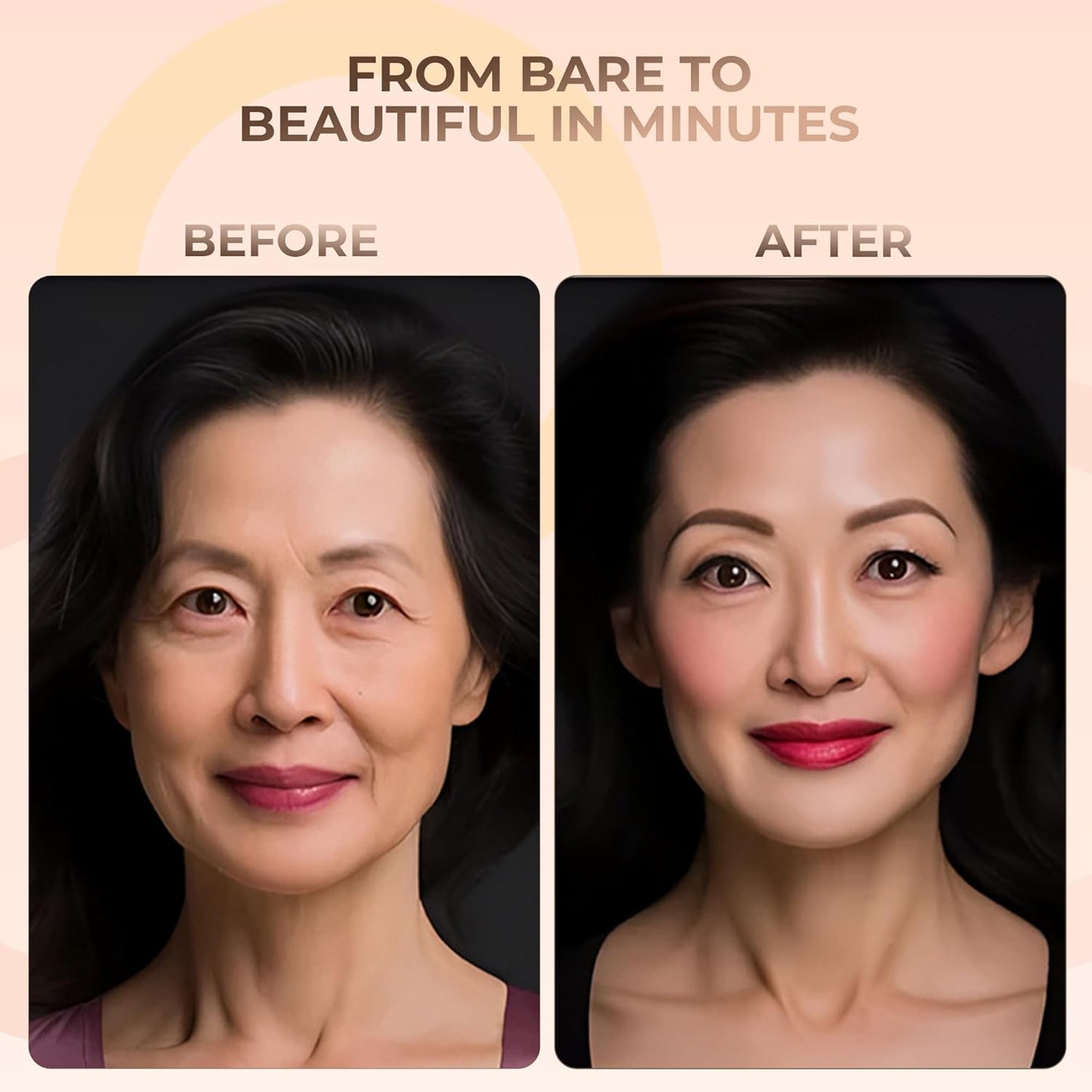 Complete 4-Piece Mineral Makeup Set with Kabuki Brush - Full Coverage Concealer, Blush, Foundation & Powder in Light Tan