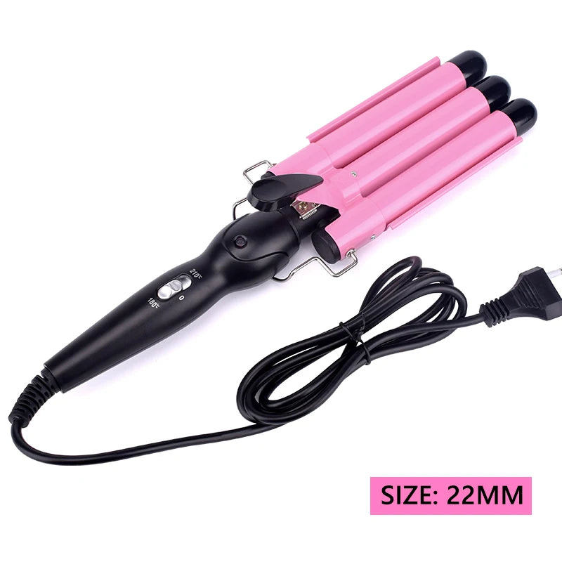 Triple Barrel Ceramic Hair Curling Iron - Professional Wave Styling Tool for Gorgeous Curls