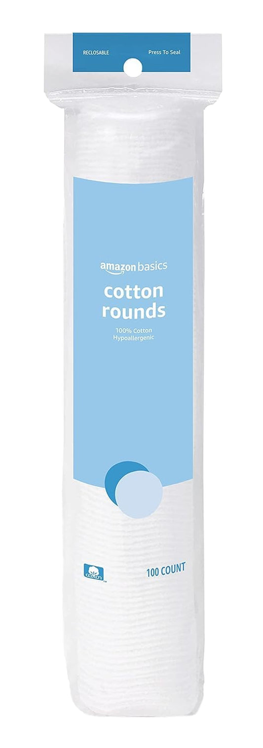 Premium Hypoallergenic 100% Cotton Rounds - 100 Count for Gentle Care