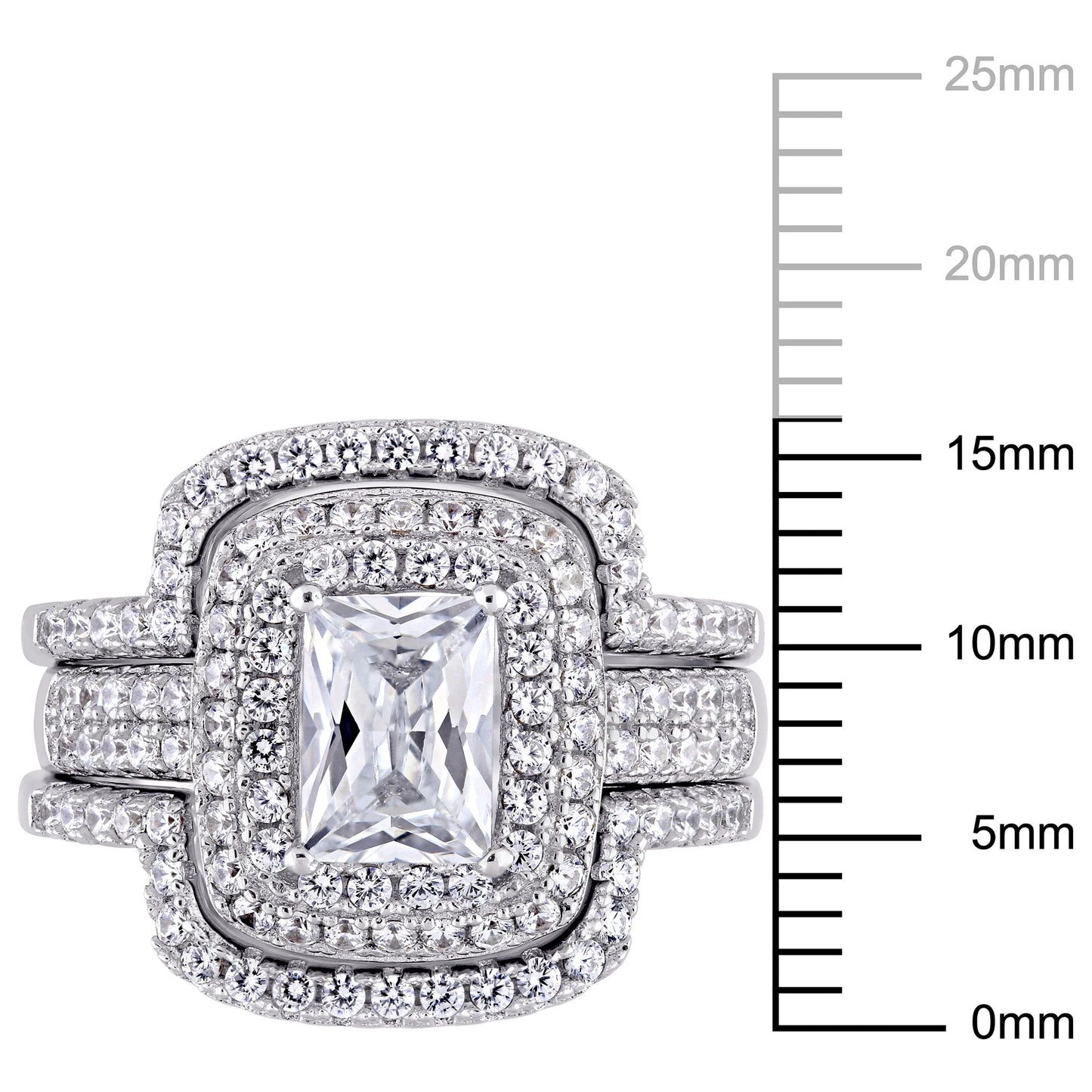 Exquisite Women's Sterling Silver Bridal Set with Cubic Zirconia and Emerald Accents