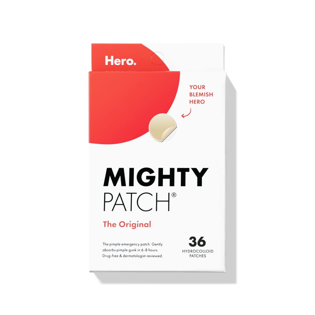 Hero Cosmetics Original Hydrocolloid Acne Pimple Patch - 36 Vegan-Friendly Zits & Blemish Covers, Cruelty-Free Skin Solution