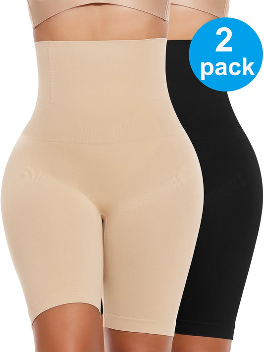 Enhance Your Curves: 2-Pack High-Waisted Tummy Control Shapewear Shorts for Women
