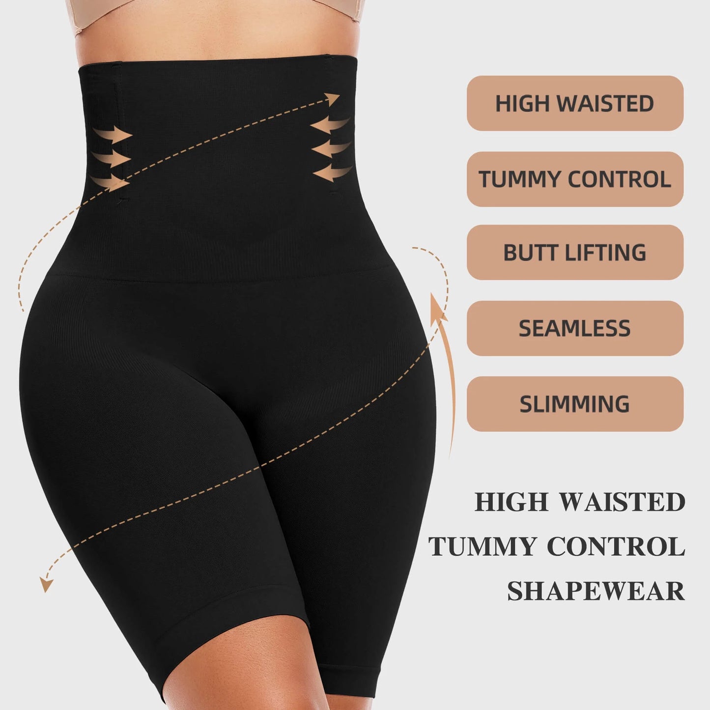 Enhance Your Curves: 2-Pack High-Waisted Tummy Control Shapewear Shorts for Women