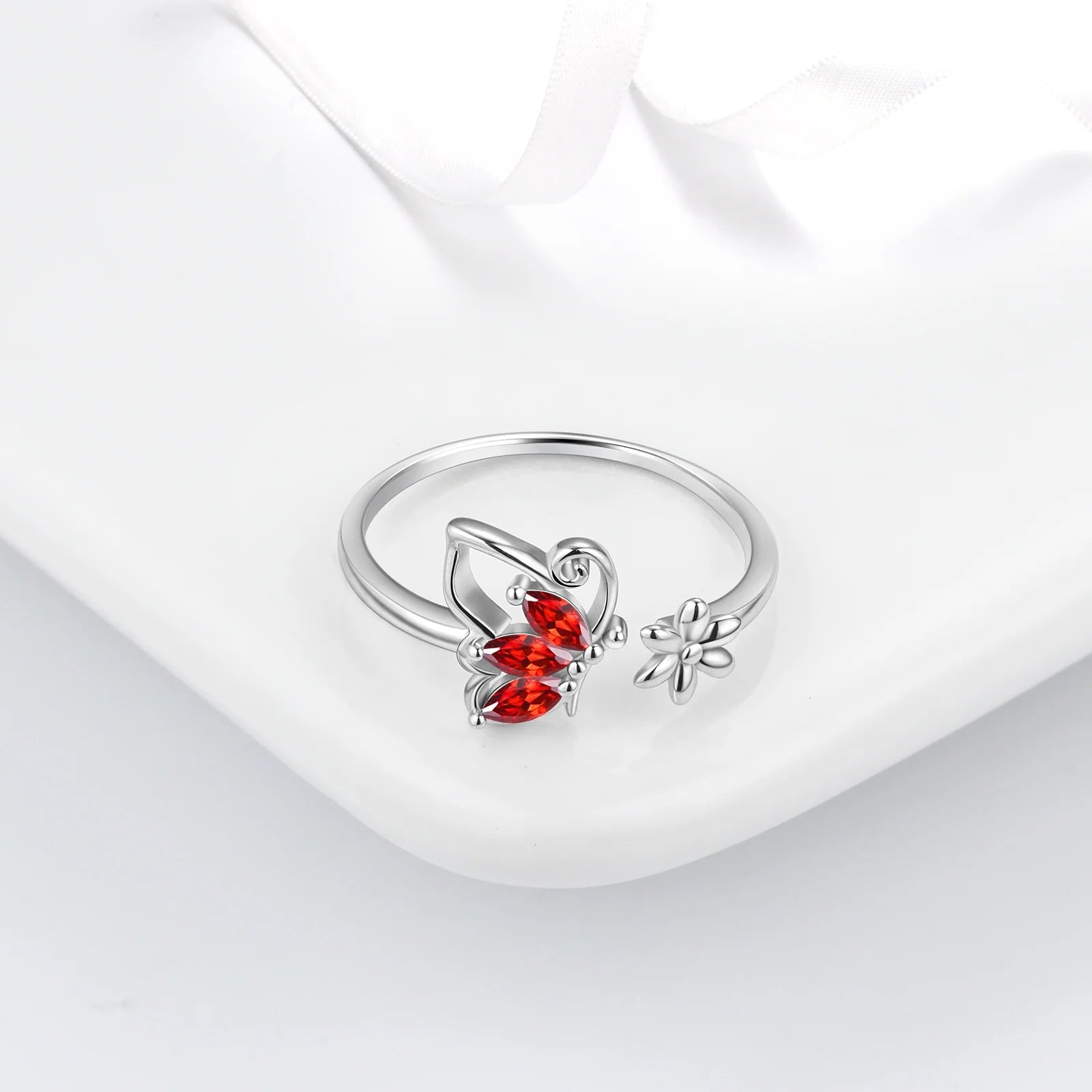 Elegant January Birthstone Jewelry Set - Stunning Red Butterfly Garnet Necklace, Earrings, Ring & Bracelet in Sterling Silver - Perfect Gifts for Christmas, Birthdays & Mother's Day
