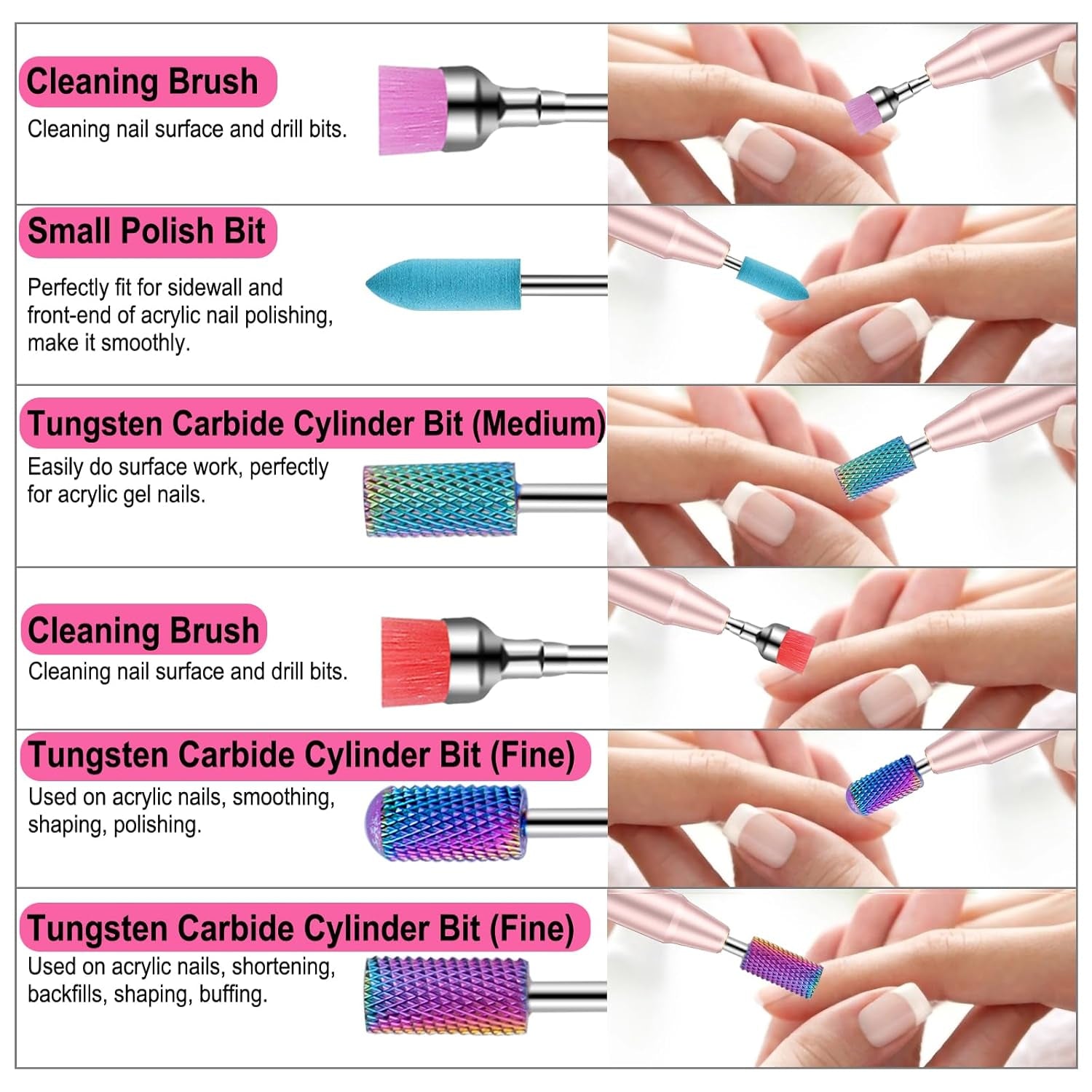 25-Piece Professional Nail Drill Bits Set with Storage Box - Tungsten, Ceramic, Diamond & Carbide Bits for Acrylic Gel Polish & Cuticle Efile - Perfect for Manicure & Pedicure