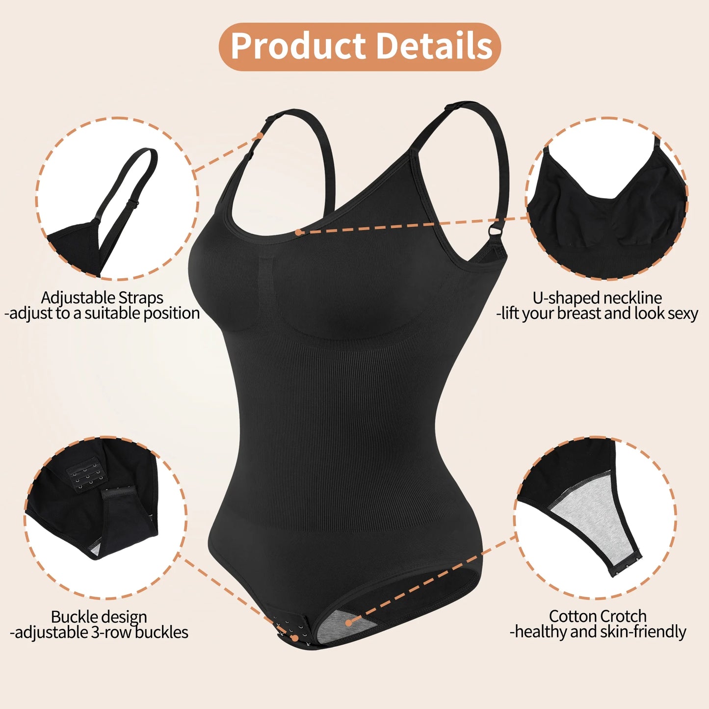 Seamless High Waist Shapewear Bodysuit for Women - Ultimate Tummy Control & Sculpting Body Shaper