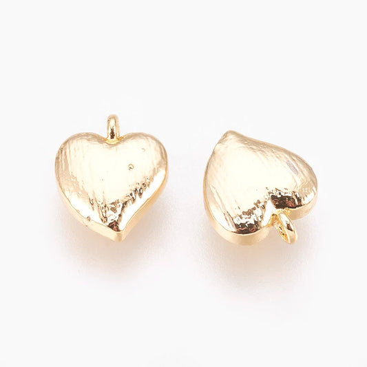 10pcs Small Heart Charms Brass Charms Dangle Earring Pendants Real 18K Gold Plated for Jewelry Making DIY Bracelet Necklace