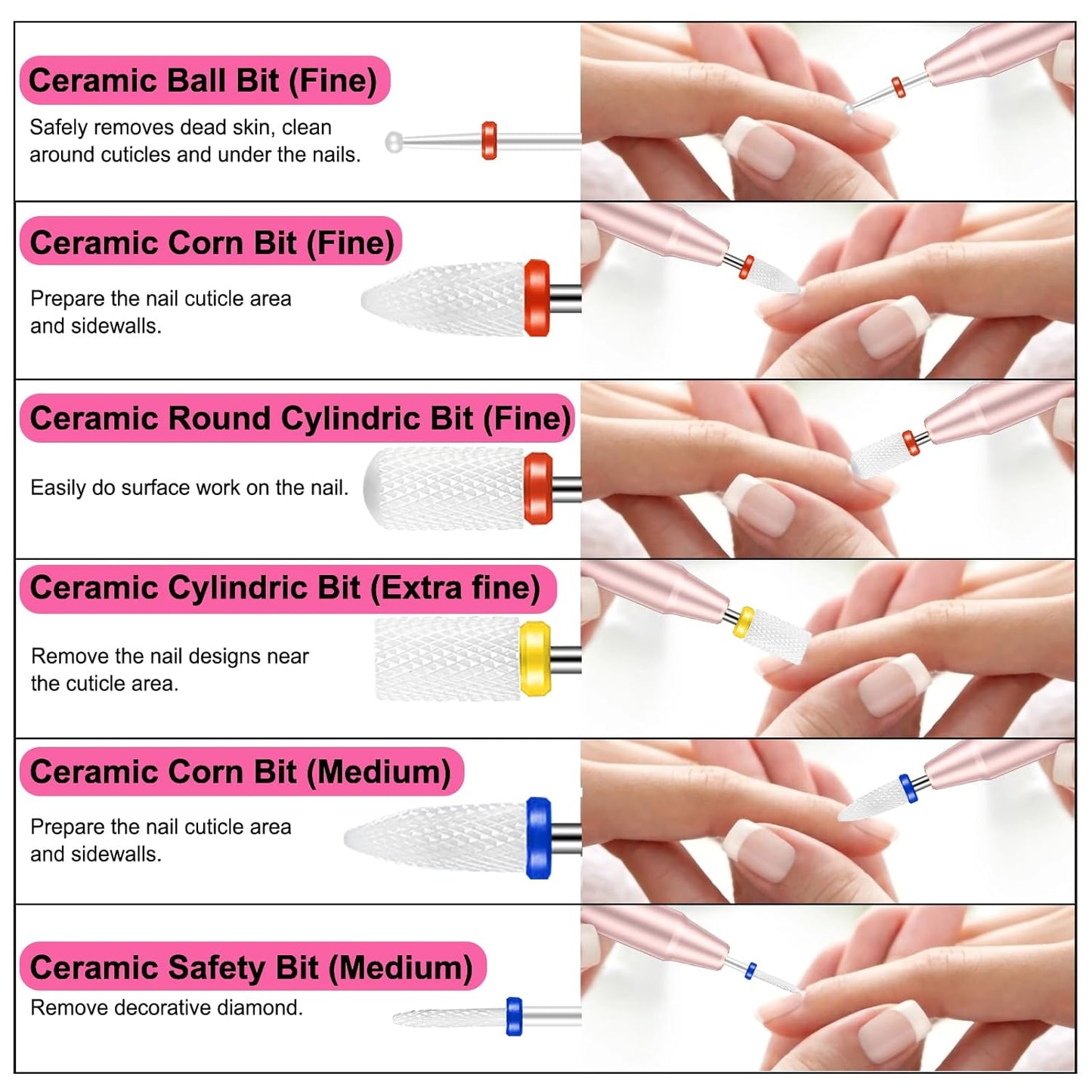 25-Piece Professional Nail Drill Bits Set with Storage Box - Tungsten, Ceramic, Diamond & Carbide Bits for Acrylic Gel Polish & Cuticle Efile - Perfect for Manicure & Pedicure