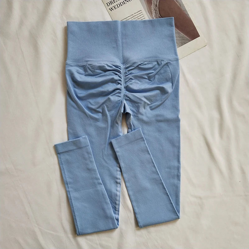 Seamless Sport Yoga High Waist Pants Leggings Sport See Through Yoga Gym Running Quick Dry Pants Scrunch Butt Pants