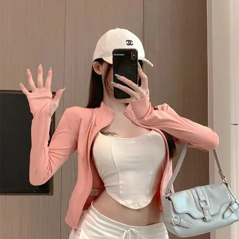 Yoga Sport Tops peach jacket fitness sports top women slimming sun protection clothing cardigan jacket