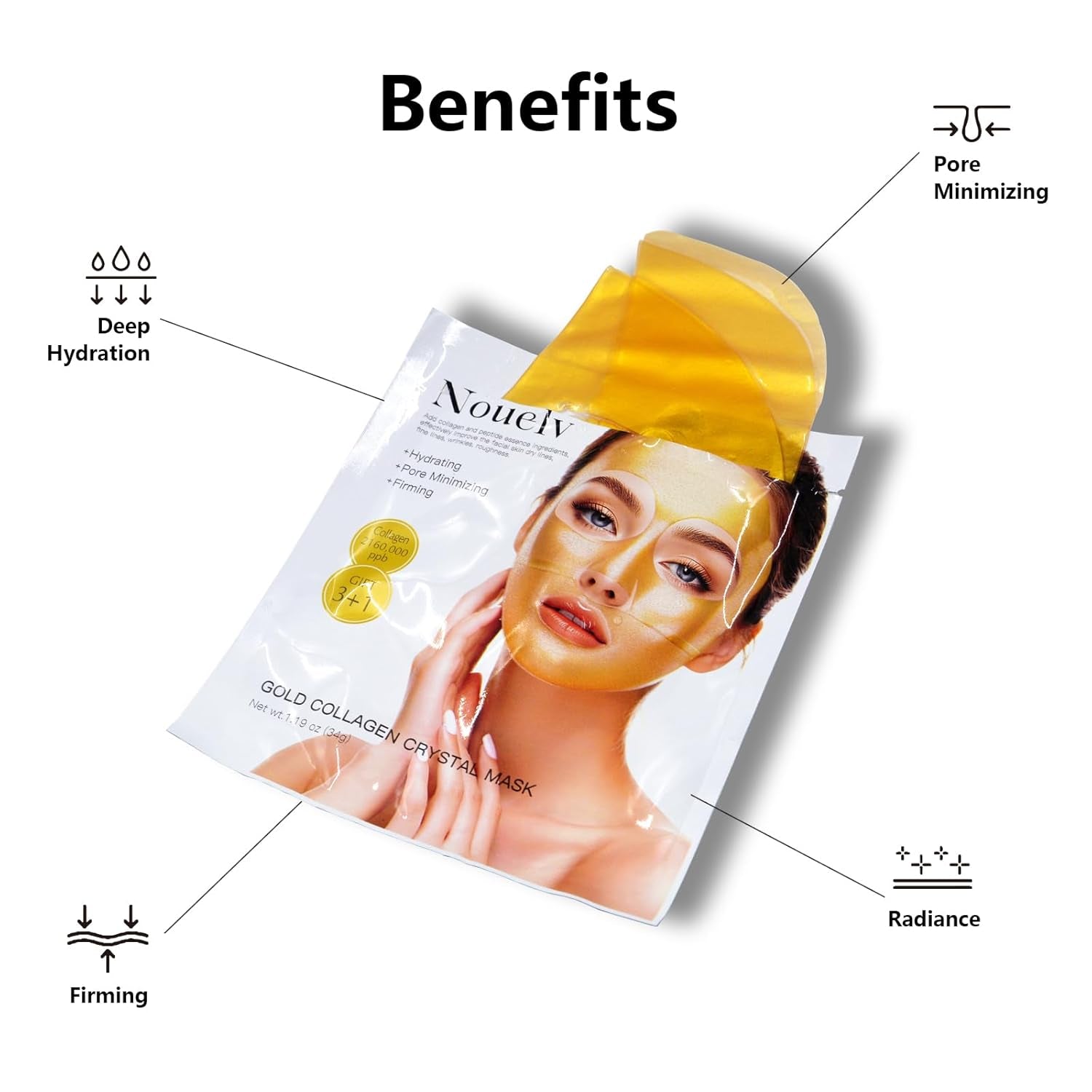 Revitalize Your Skin with 24K Gold Bio Collagen Face Mask - Deep Hydration Overnight Treatment (34G X2)