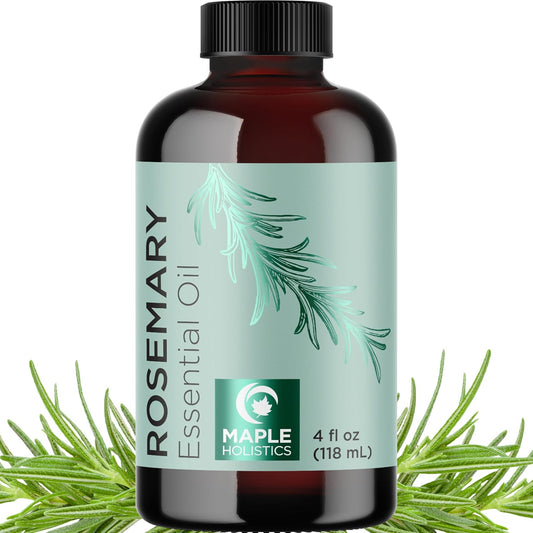 Premium Pure Rosemary Essential Oil - 4oz Undiluted for Hair, Skin & Nails | Refreshing Aromatherapy & Dry Scalp Care with Dropper