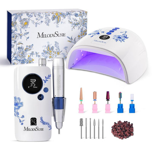 Melodysusie SM200F Plus Rechargeable Nail Drill - 35,000 RPM Manicure Art Design Gift Box for Perfect Nail Care