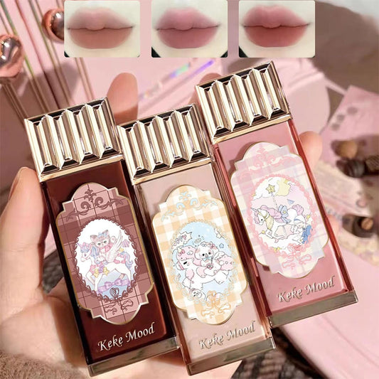 3-Piece Matte Nude Lip Gloss Set - Silky Velvet Lipstick in Cute Chocolate Packaging, Long Lasting Waterproof Lip Stain for Daily Professional Makeup