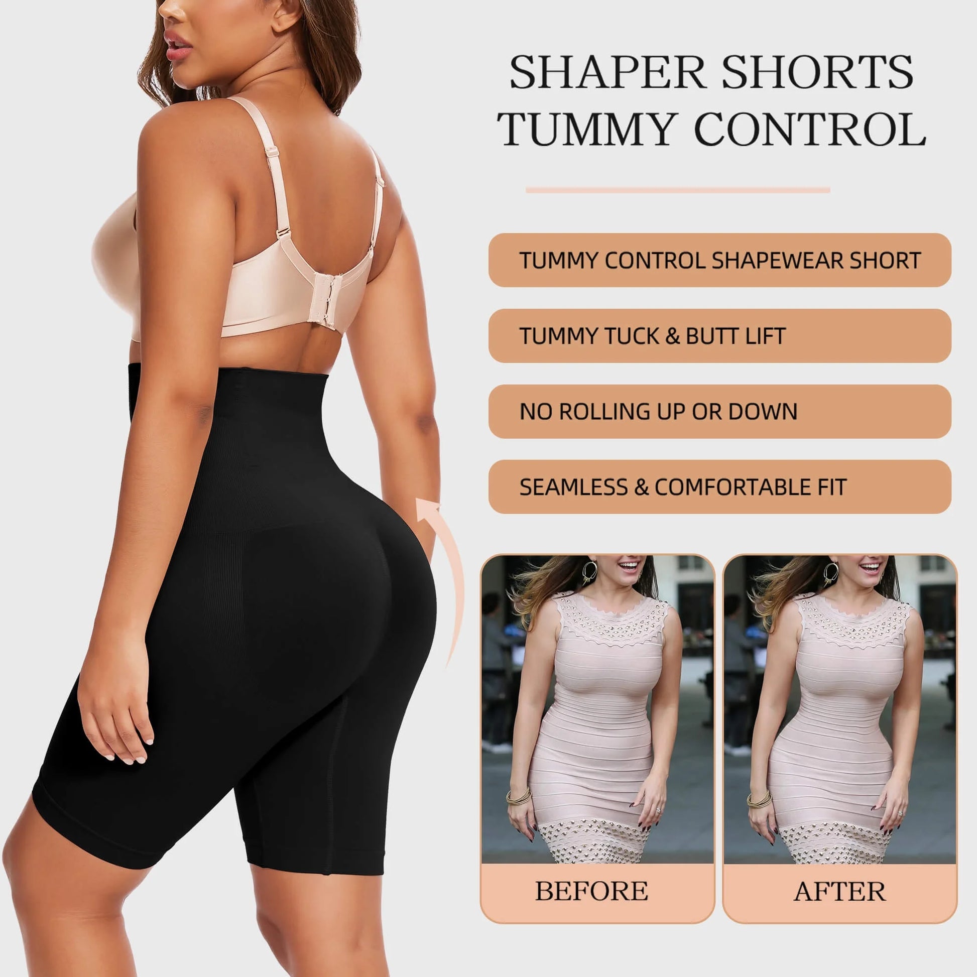 Enhance Your Curves: 2-Pack High-Waisted Tummy Control Shapewear Shorts for Women