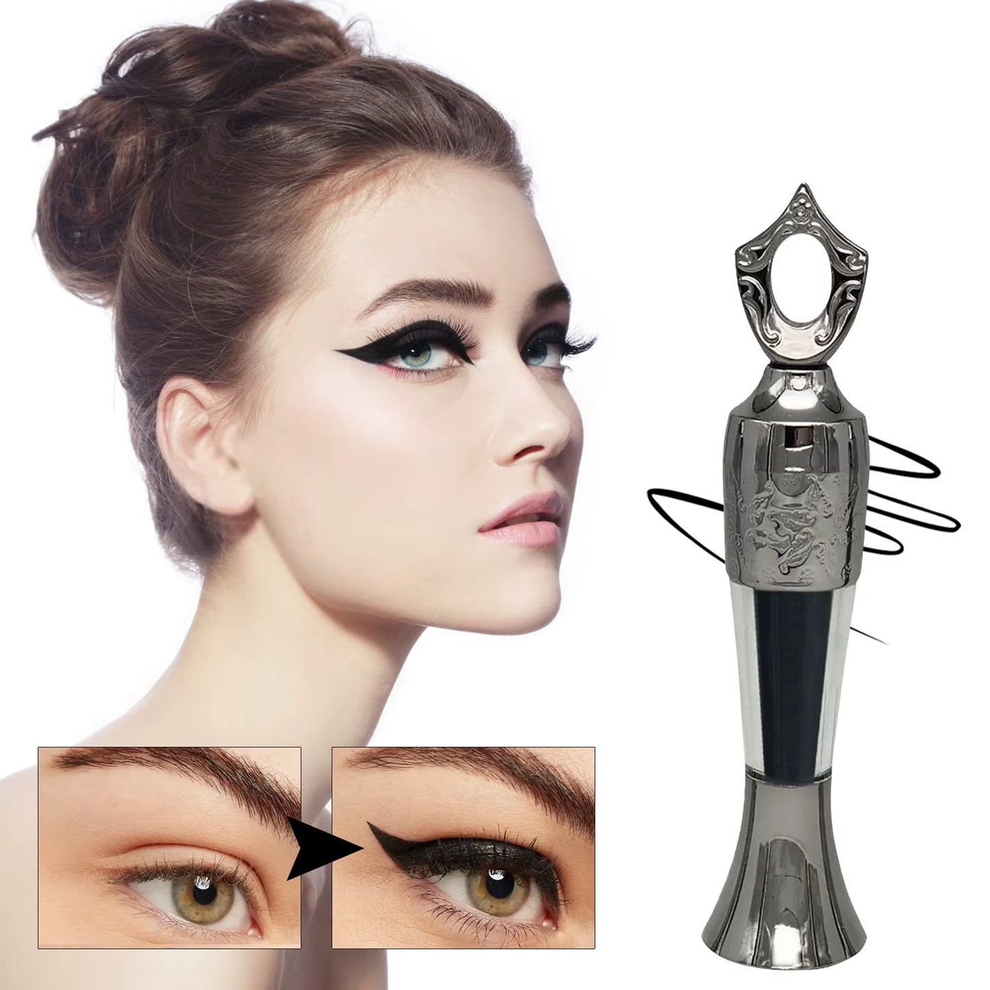 Sheida Natural Black Surma Kajal Kohl - Elegant Gold Embossed Tube, 2ml Eye Makeup Essential