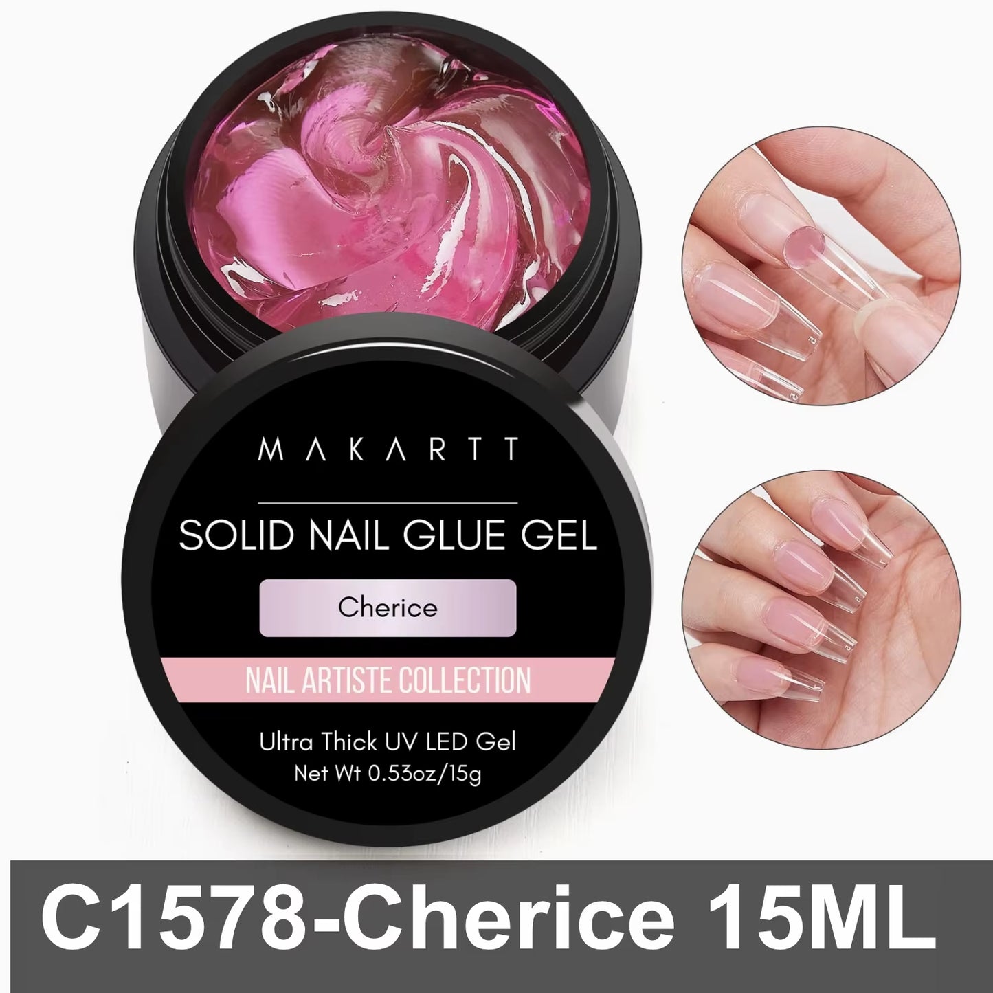 Premium Solid Nail Gel Adhesive for Acrylic Tips - UV Cured for Perfect Press-On & Fake Nails