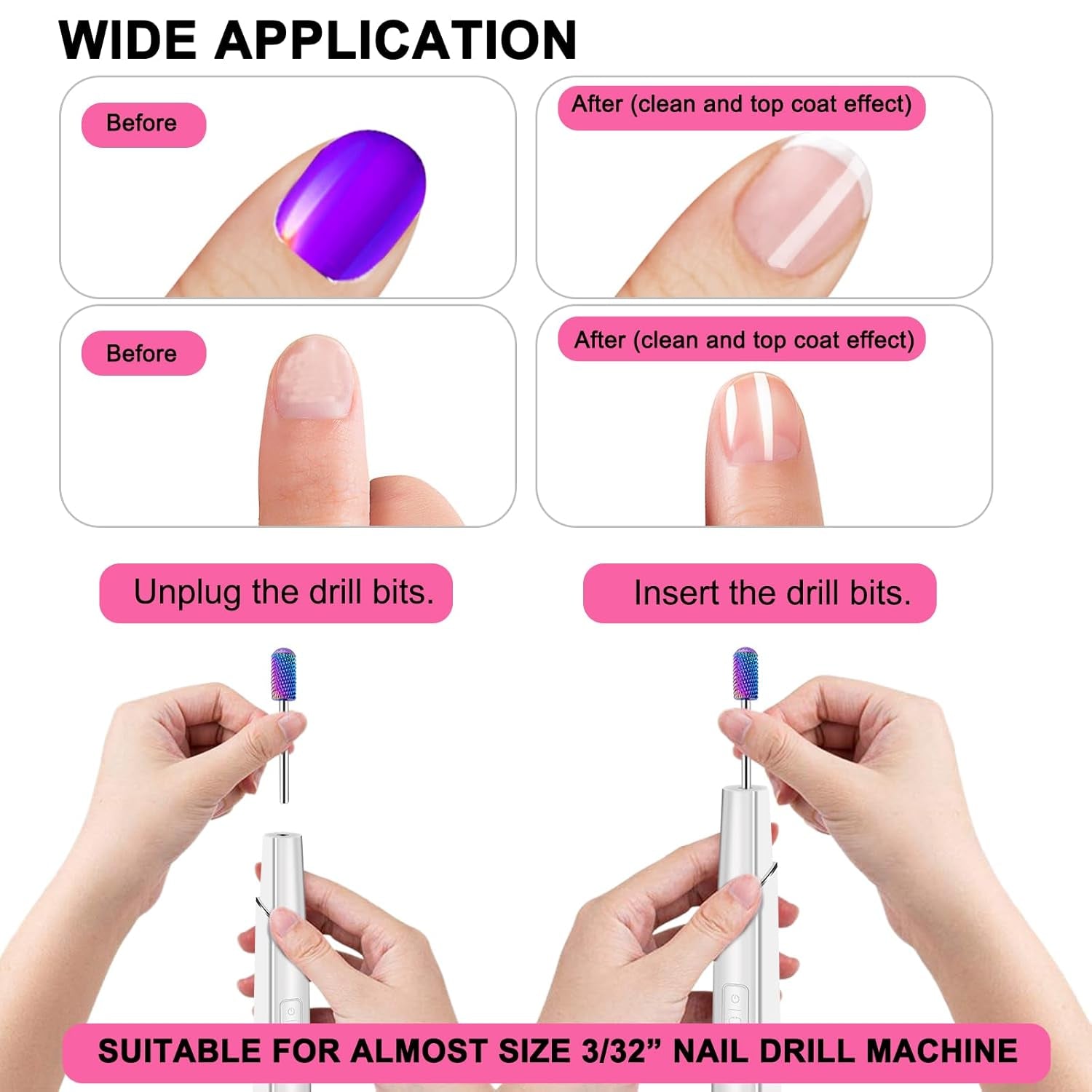 25-Piece Professional Nail Drill Bits Set with Storage Box - Tungsten, Ceramic, Diamond & Carbide Bits for Acrylic Gel Polish & Cuticle Efile - Perfect for Manicure & Pedicure