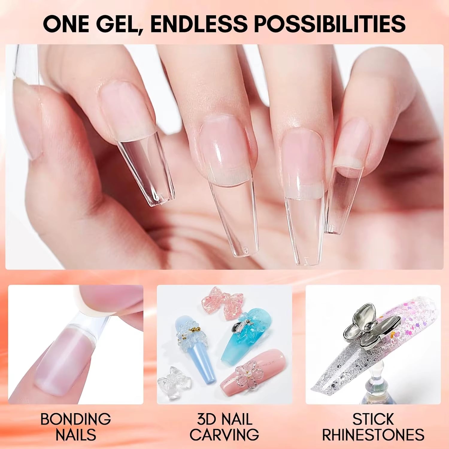 Premium Solid Nail Gel Adhesive for Acrylic Tips - UV Cured for Perfect Press-On & Fake Nails